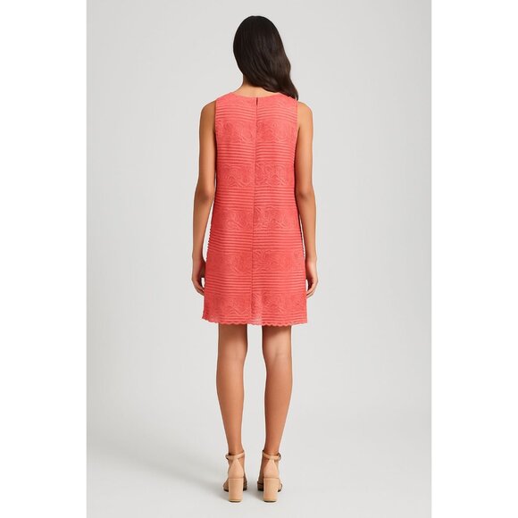 Alya Coral Lace Shift Dress Scalloped Hem Sleeveless Boho Mini Summer Fit - Picture 5 of 13